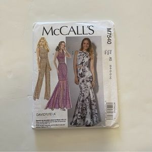 McCall’s 7540 Misses Princess Seam Top,Trumpet Dress and Skirt and Tilip-Back